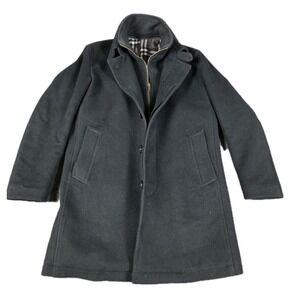 YOUNG MENS VINTAGE BAGGIO ITALY BLACK WOOL CASHMERE OVERCOAT TRENCH SIZE 18